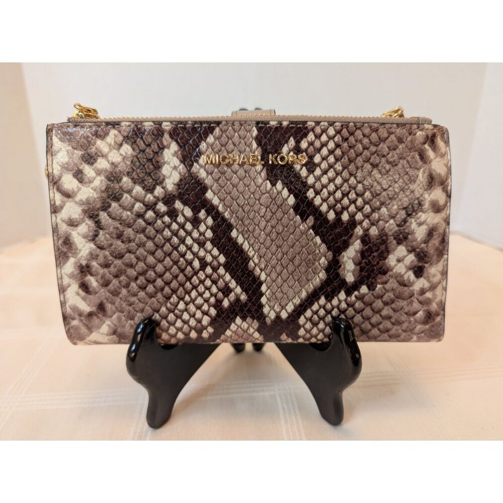 Michael Kors Python-Embossed Leather Zip-Around W… - image 1